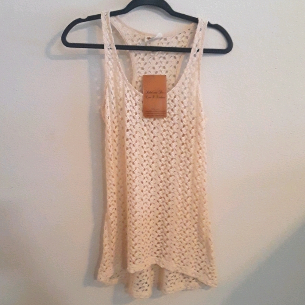 CROCHETED TANK PRETTY REBELLIOUS CROCHETED RACERBACK NWT